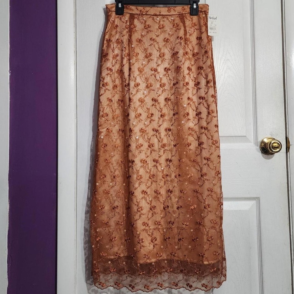 Vintage Y2K Orange Lace Maxi Skirt